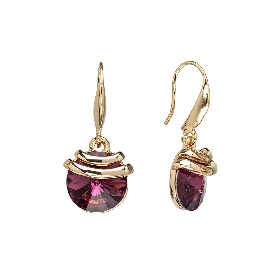 Gold Amethyst Swarovski Crystal Earrings – Gold Spring Drop Crystal Earrings