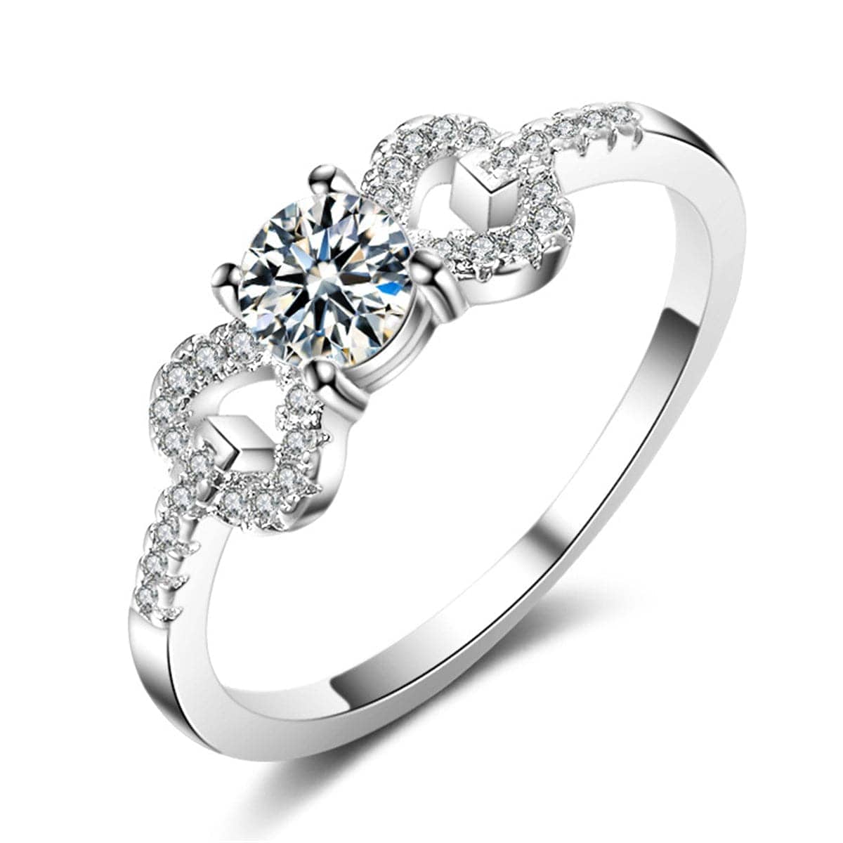 Crystal & Silvertone Bow Ring