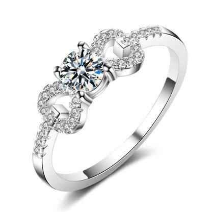 Crystal & Silvertone Bow Ring