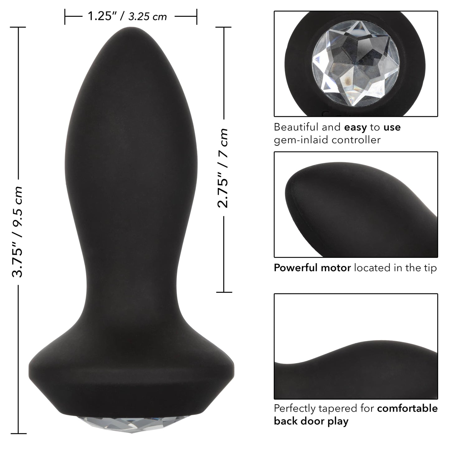CalExotics Power Gem Vibrating Petite Crystal Probe - Black