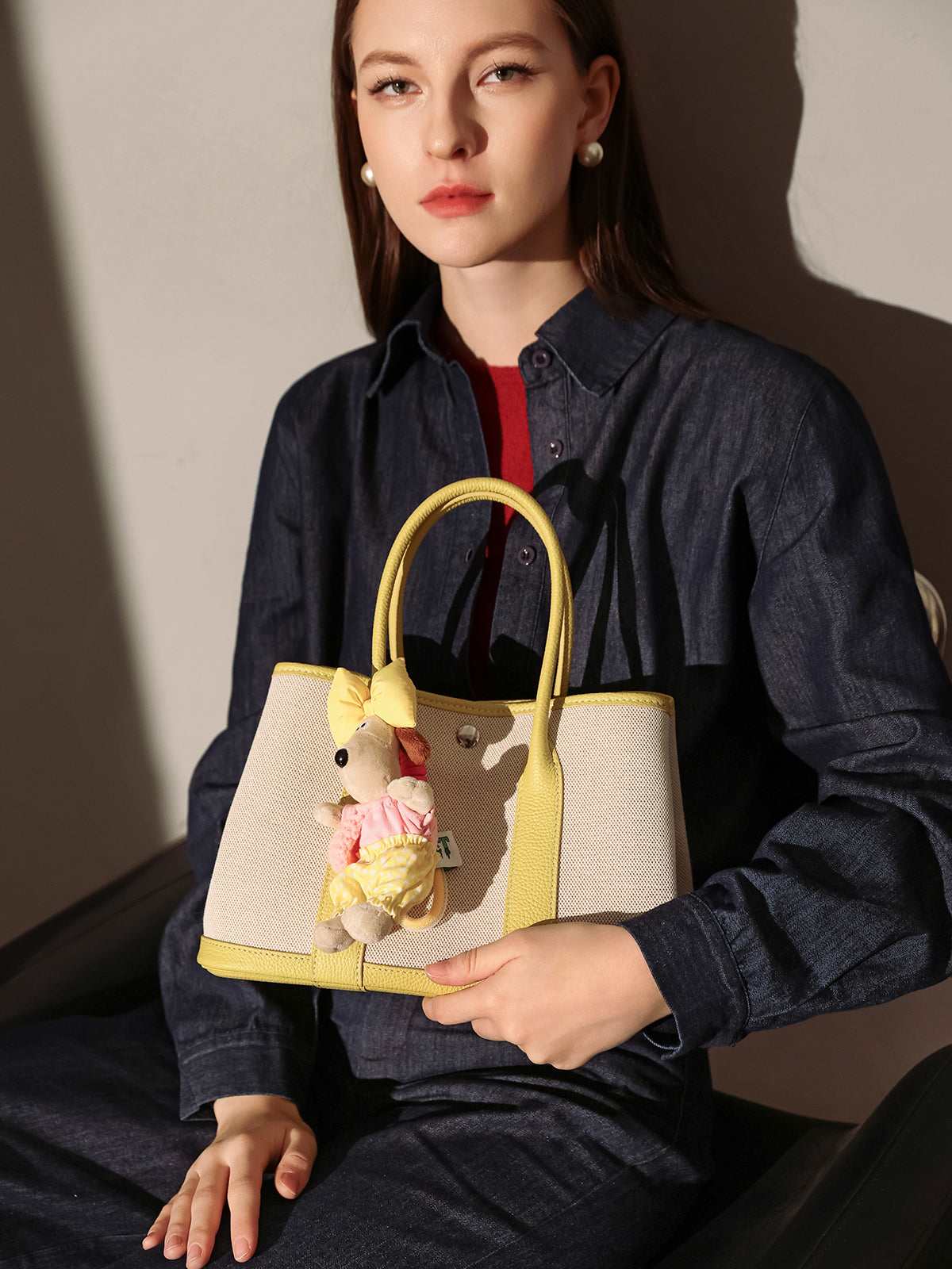 Carefree Canvas and Leather Top Handle Bag