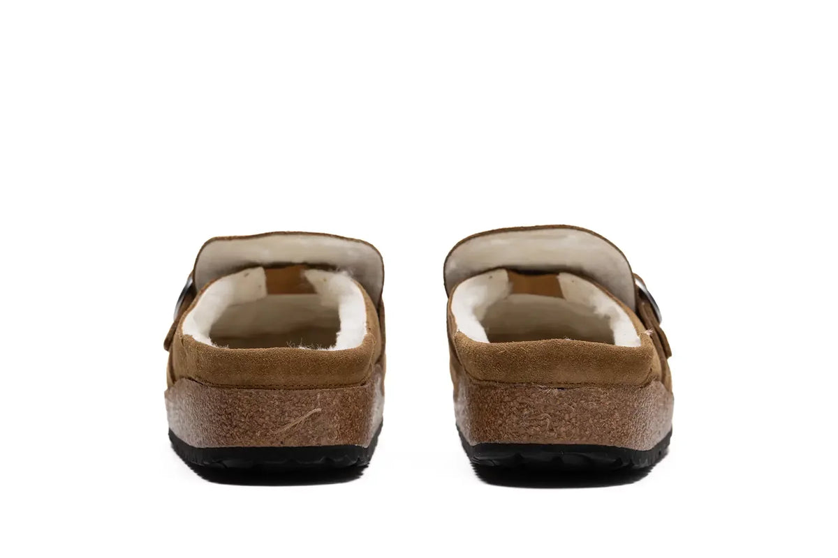 Birkenstock Buckley Shearling Suede Leather Dark Tea