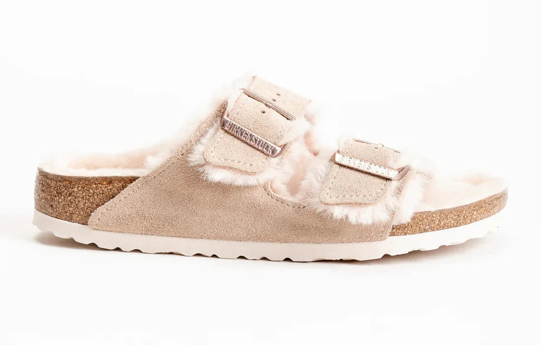 Birkenstock Arizona Shearling Suede Leather Nude