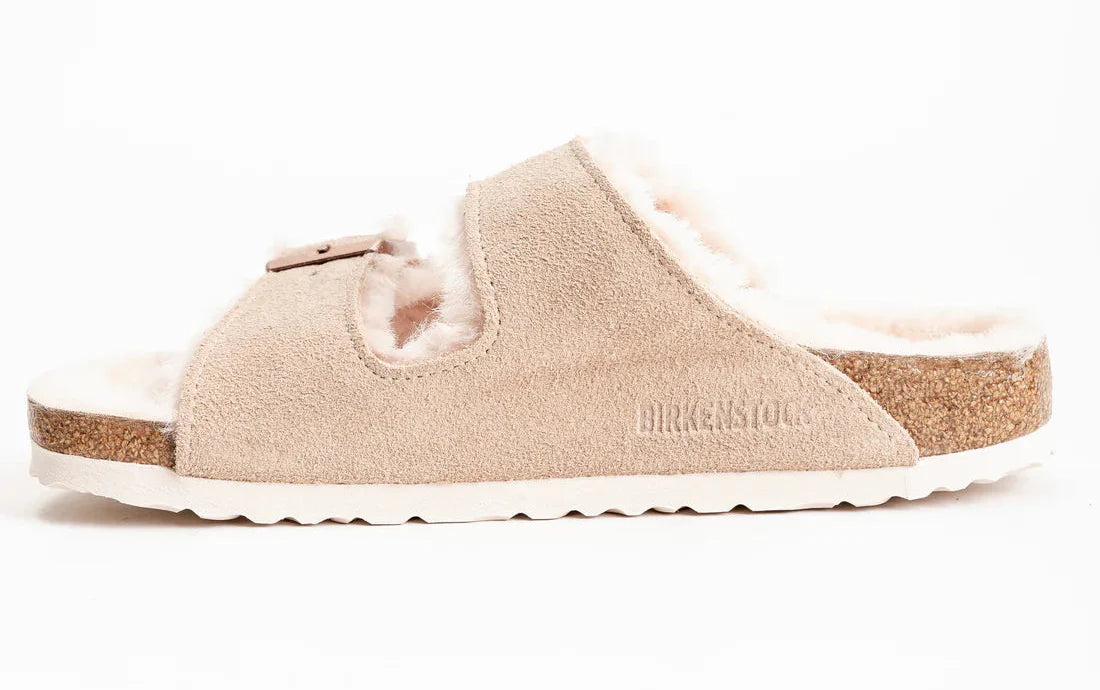 Birkenstock Arizona Shearling Suede Leather Nude