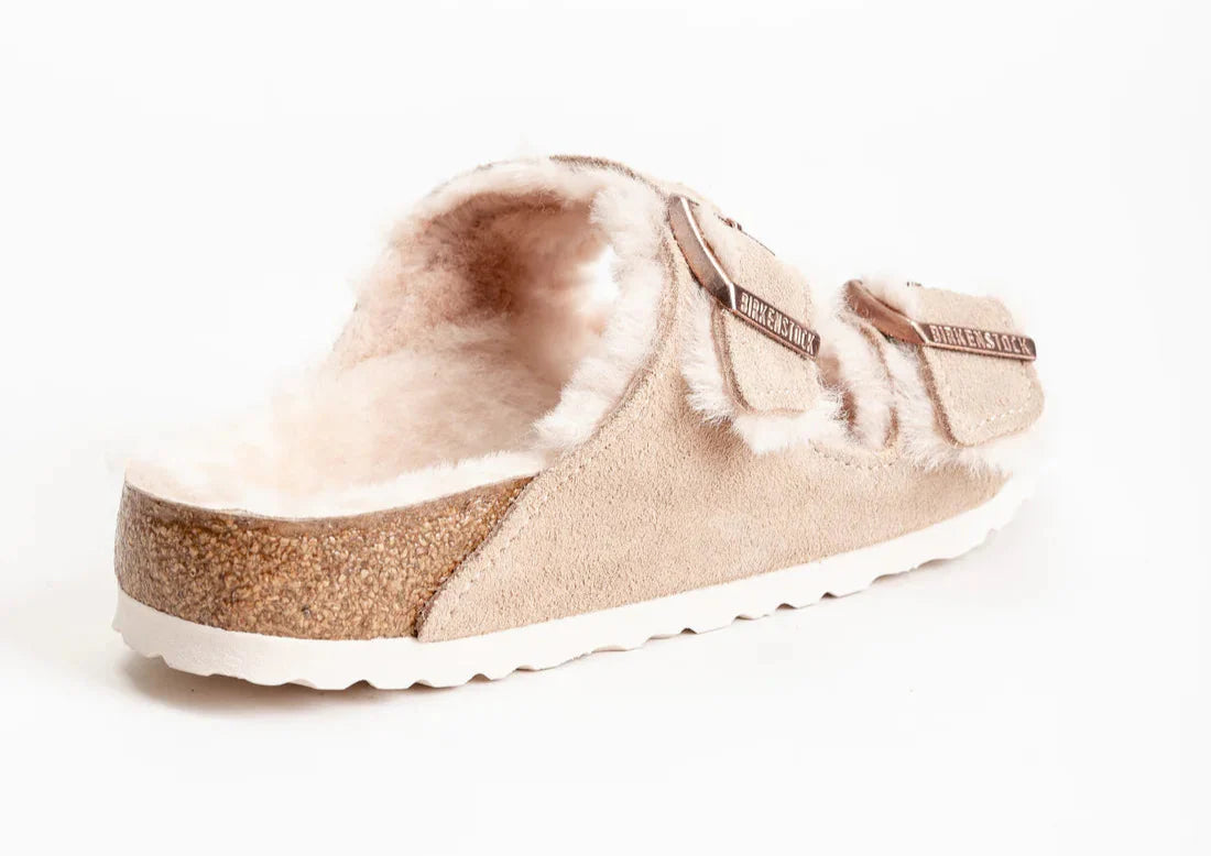 Birkenstock Arizona Shearling Suede Leather Nude