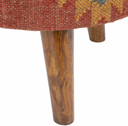Brick Red Wood Frame Ottoman Stool - Clearance