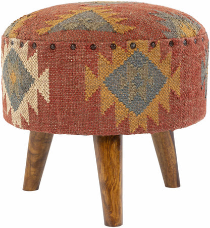 Brick Red Wood Frame Ottoman Stool - Clearance