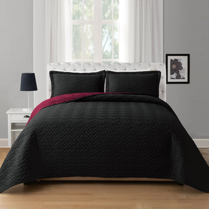Elegant Comfort 3-Piece Majestic Quilted Reversible Bedspread Coverlet Set