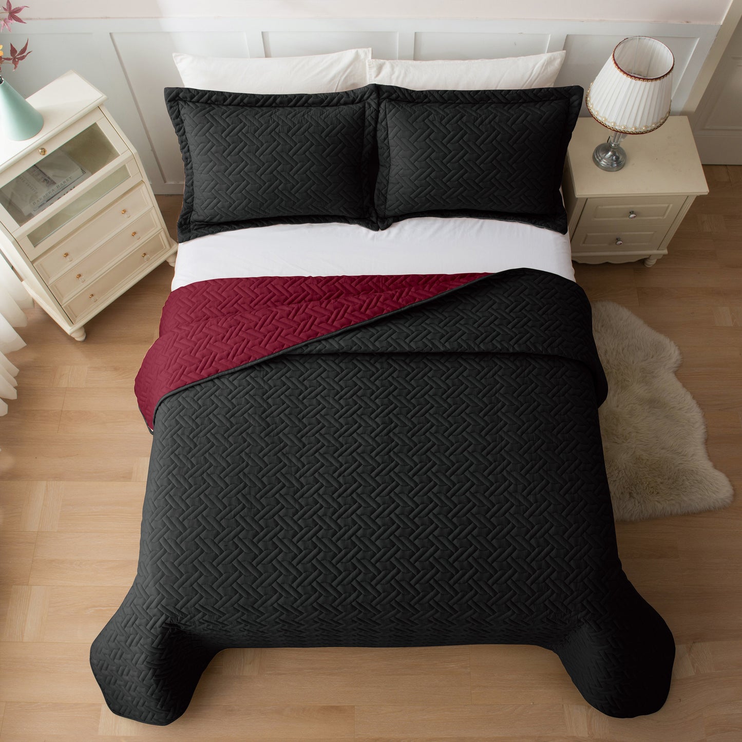 Elegant Comfort 3-Piece Majestic Quilted Reversible Bedspread Coverlet Set