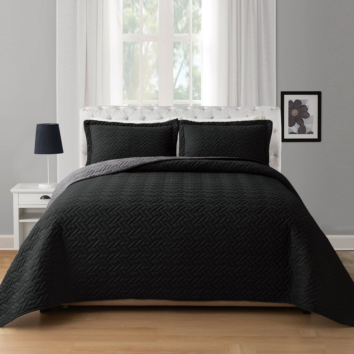 Elegant Comfort 3-Piece Majestic Quilted Reversible Bedspread Coverlet Set