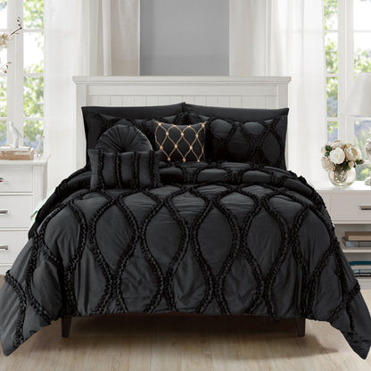 Elegant Comfort 10-Piece Infinity Design Comforter Set - Includes 4-Piece Sheet Set with Double Sided Storage Pockets