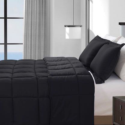 Elegant Comfort 3-Piece Box Stitched Comforter & Shams - Duvet Insert with 4 Corner Tabs