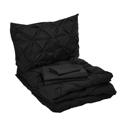 Elegant Comfort 8-Piece Pintuck Pinch Pleated Comforter Set - Includes 4-Piece Sheet Set with Double Sided Storage Pockets