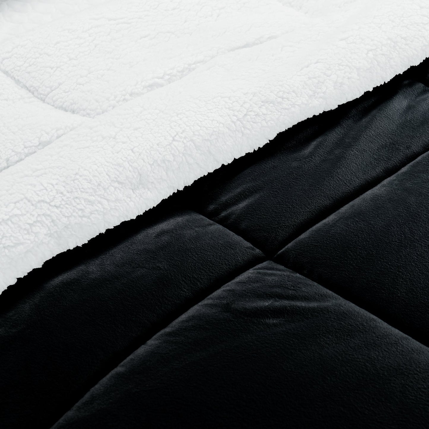 Elegant Comfort 3-Piece Stripe Micro-Suede Reversible Sherpa - Comforter Set