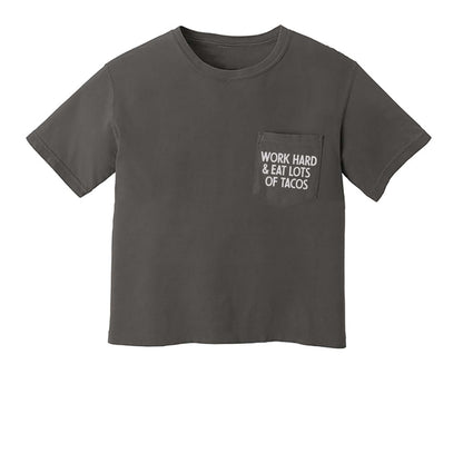 Frankie Jean Work Hard & Eat Lots of Tacos Crop Pocket Tee