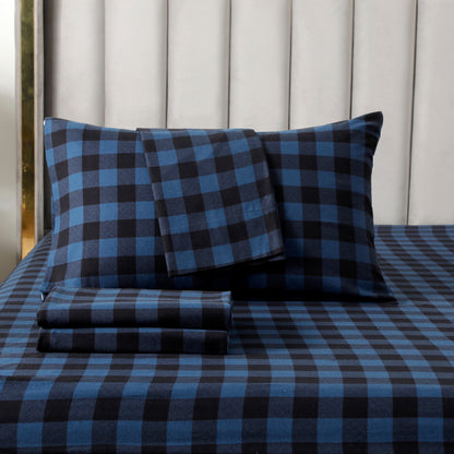 Elegant Comfort Buffalo Checkered Pattern - 100% Turkish Cotton Flannel, 4-Piece Flannel Sheet Set
