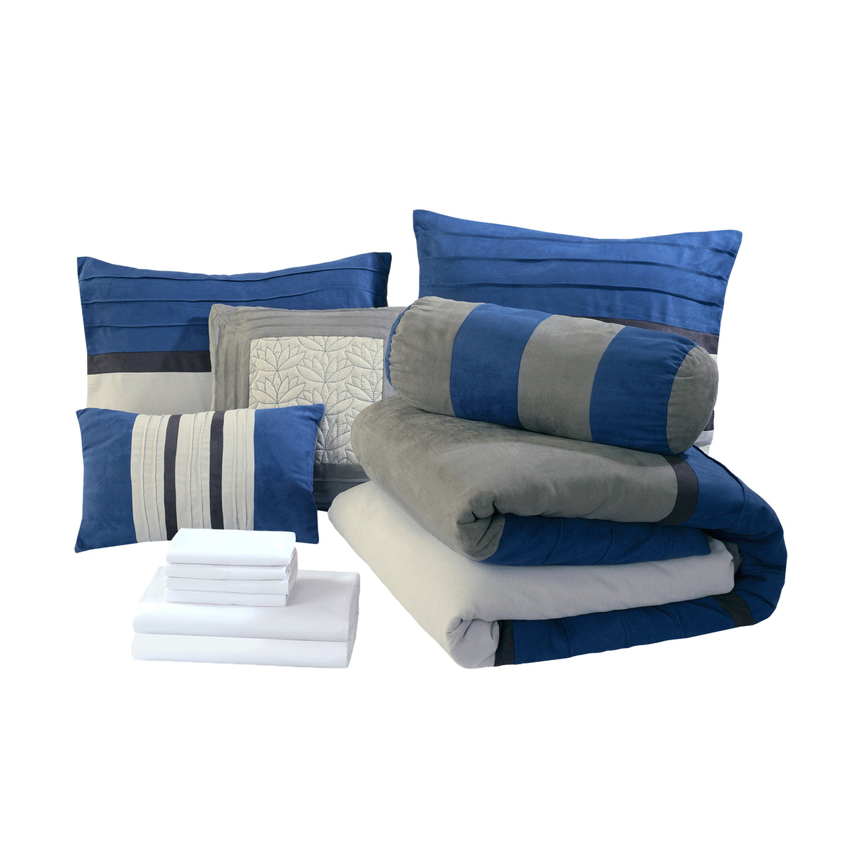 Elegant Comfort 12-Piece Cirena Micro suede Comforter Set, Includes 6-Piece Sheet Set with Double Sided Storage Pockets