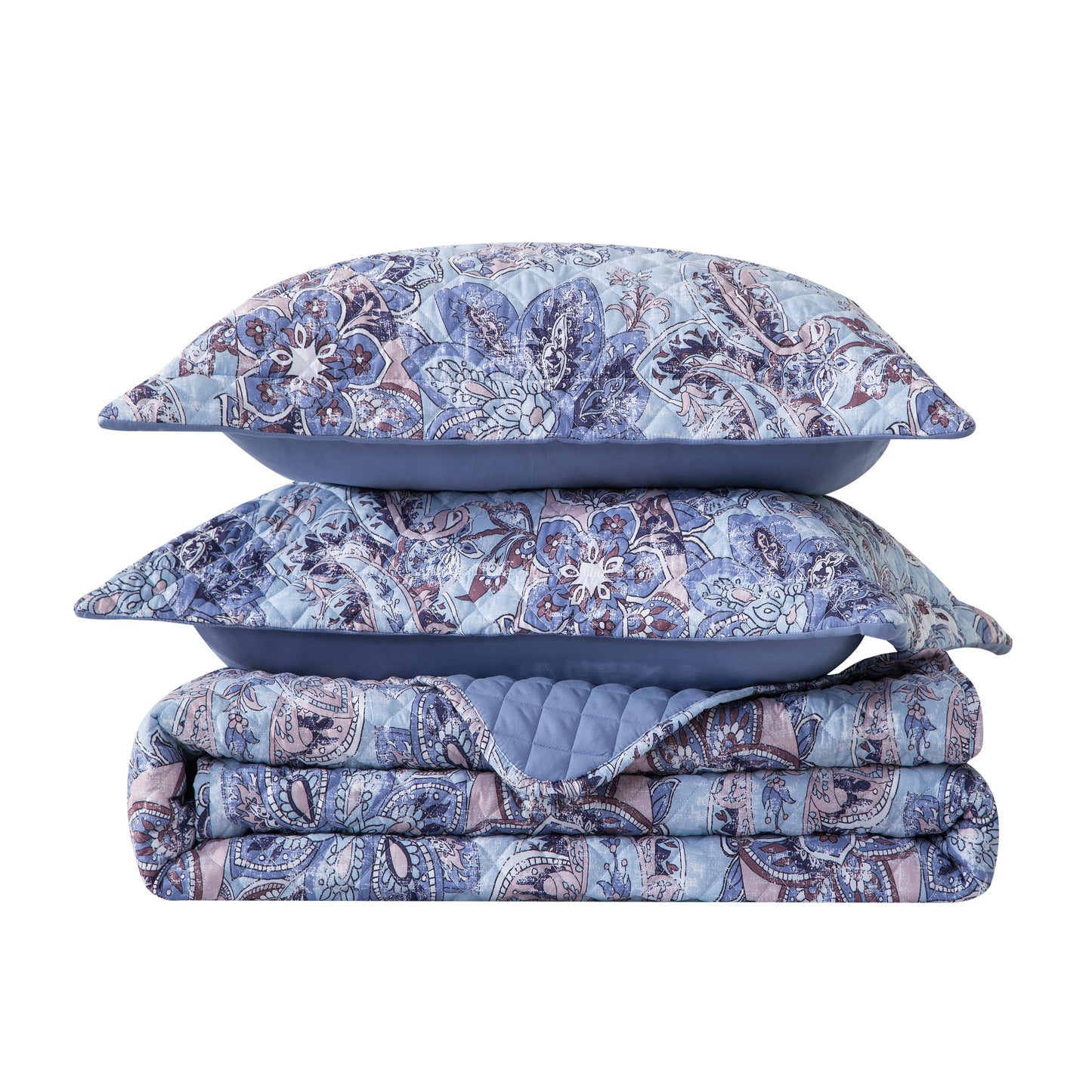 Elegant Comfort 3-Piece Paisley Quilted Reversible Bedspread Coverlet Set