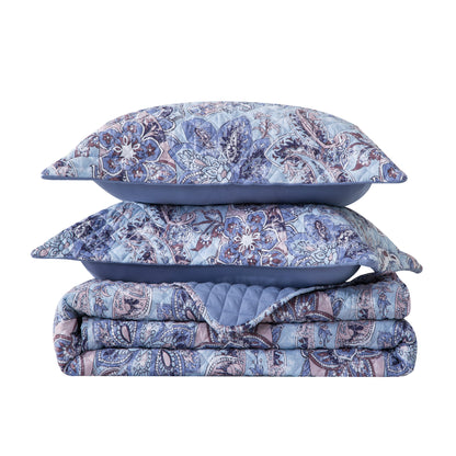 Elegant Comfort 3-Piece Paisley Quilted Reversible Bedspread Coverlet Set