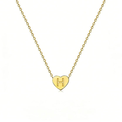 Dainty Initial Heart Necklace Personalized 26 Letters Available