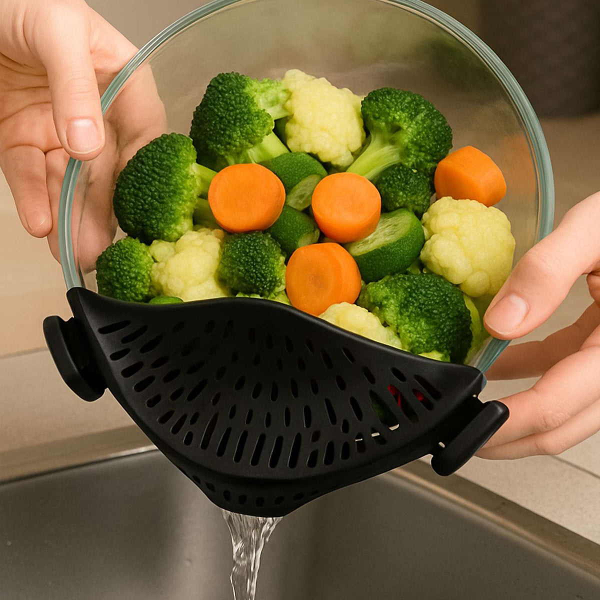 1947Kitchen Heat Resistance Easy Snap Silicone Kitchen Strainer