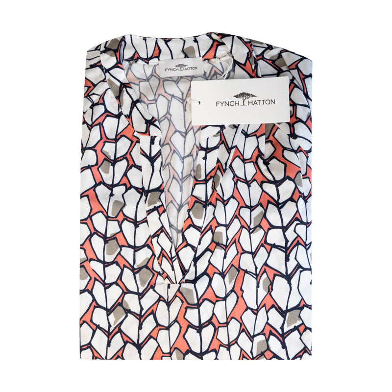 Fynch Hatton Women's Blouse Coral Multi Colour Pattern