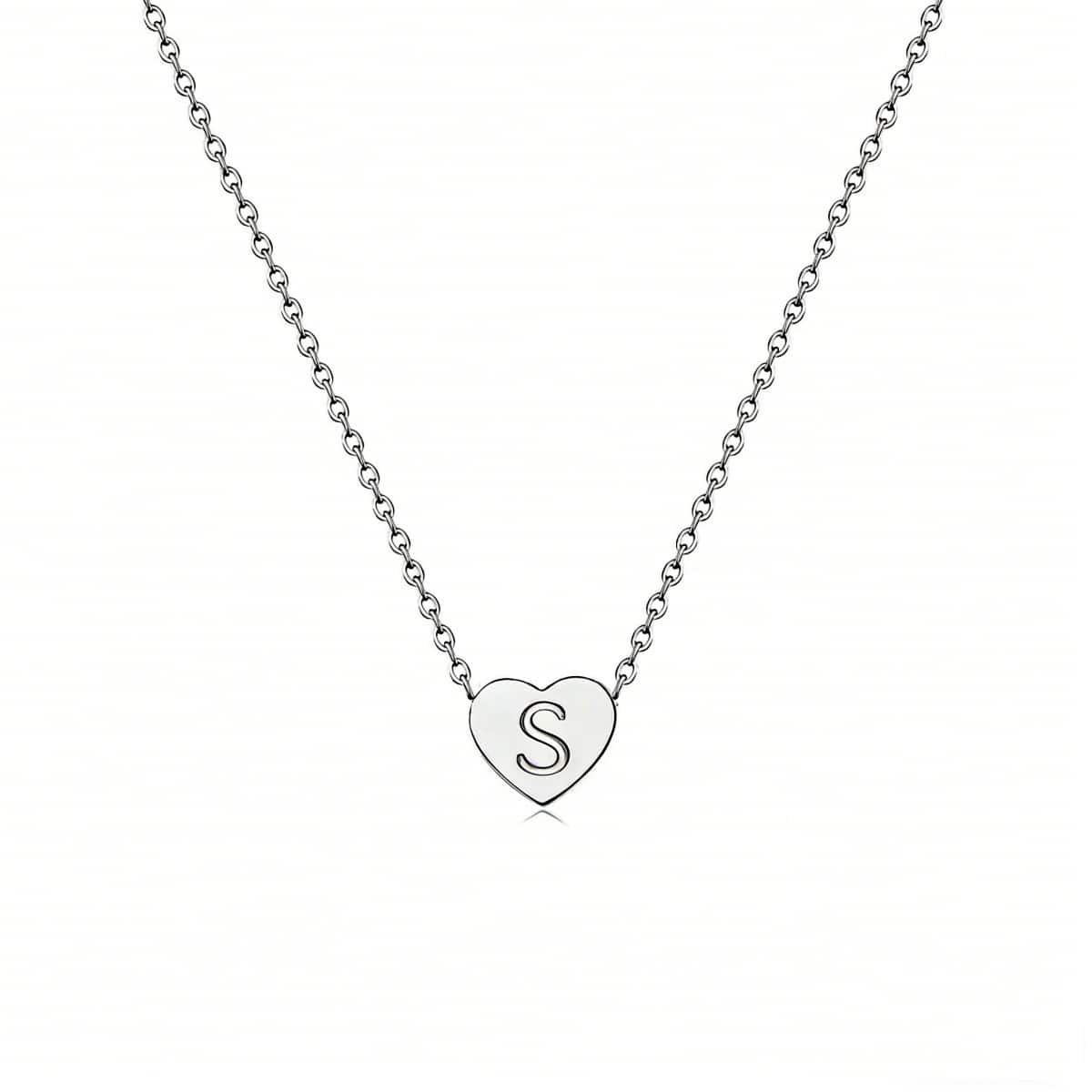Dainty Initial Heart Necklace Personalized 26 Letters Available