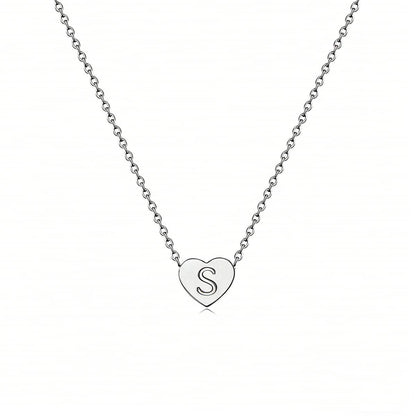 Dainty Initial Heart Necklace Personalized 26 Letters Available