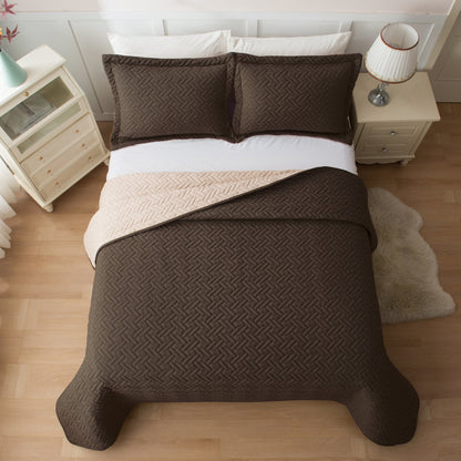 Elegant Comfort 3-Piece Majestic Quilted Reversible Bedspread Coverlet Set