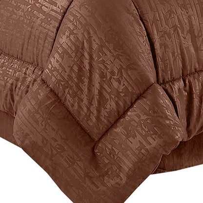 Elegant Comfort 8-Piece Bamboo Floral Pattern Comforter Set- Includes 4-Piece Sheet Set with Double Sided Storage Pockets