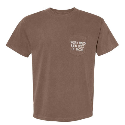 Frankie Jean Work Hard & Eat Lots of Tacos Pocket Tee