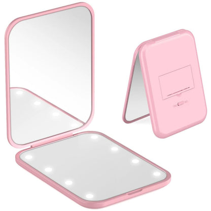 Foldable LED Travel 2X Magnification Makeup Mirror