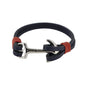 Navy Leather & Steel Anchor Unisex Bracelet By Finn & Taylor