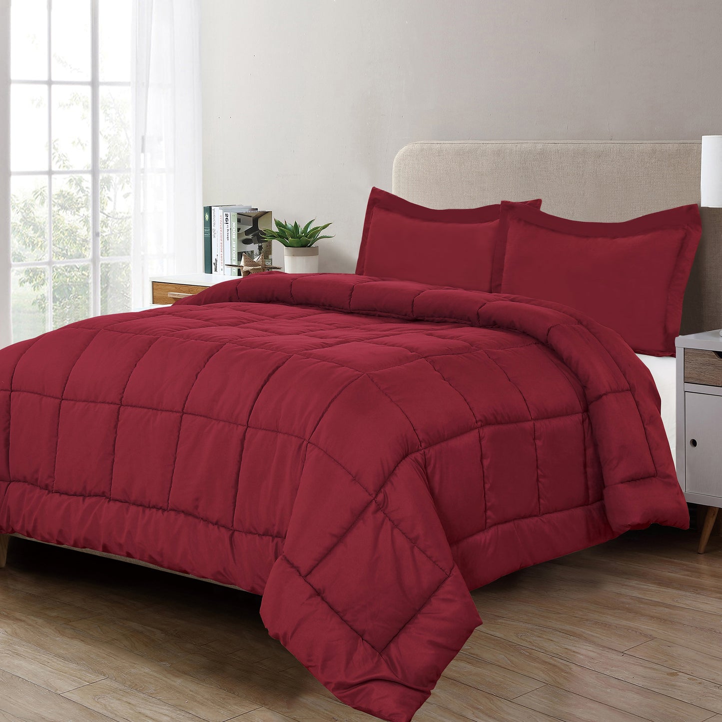 Elegant Comfort 3-Piece Box Stitched Comforter & Shams - Duvet Insert with 4 Corner Tabs