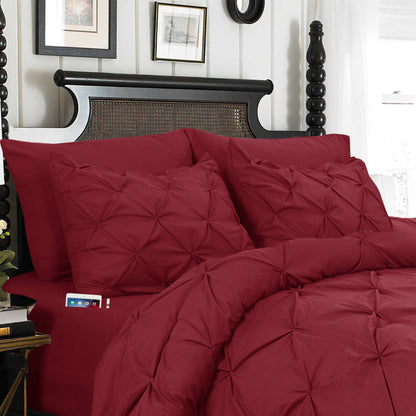 Elegant Comfort 8-Piece Pintuck Pinch Pleated Comforter Set - Includes 4-Piece Sheet Set with Double Sided Storage Pockets