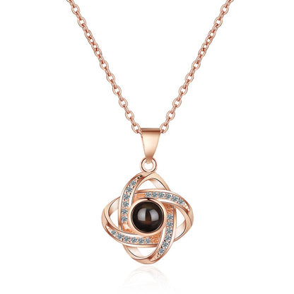 Cubic Zirconia & Crystal Rose Goldtone Interlocking Pendant Necklace