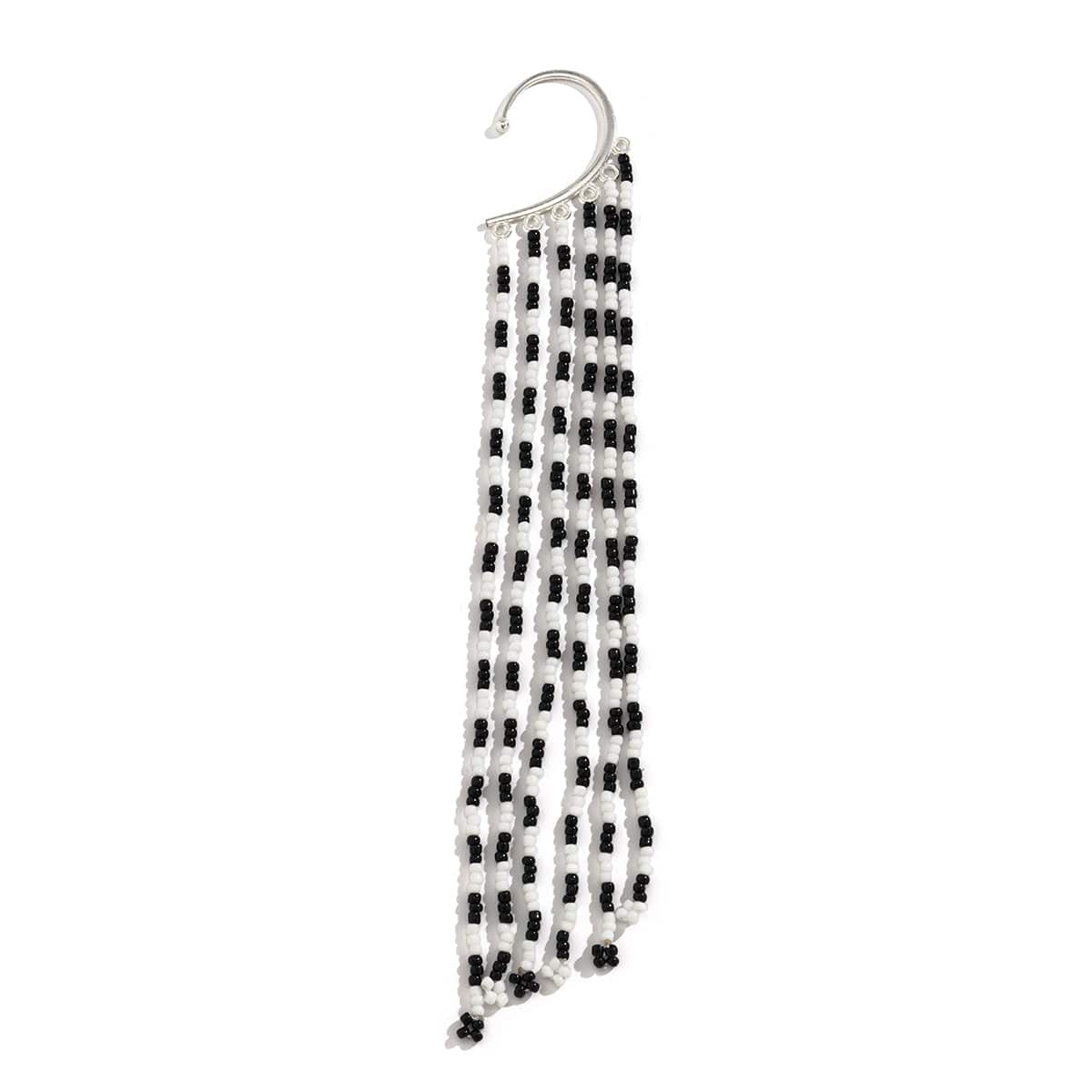 Black & White Howlite Tassel Ear Cuff