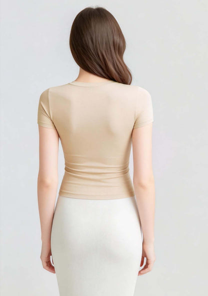 Buttery Soft Built-In Padded Bra Short Sleeve T-Shirt