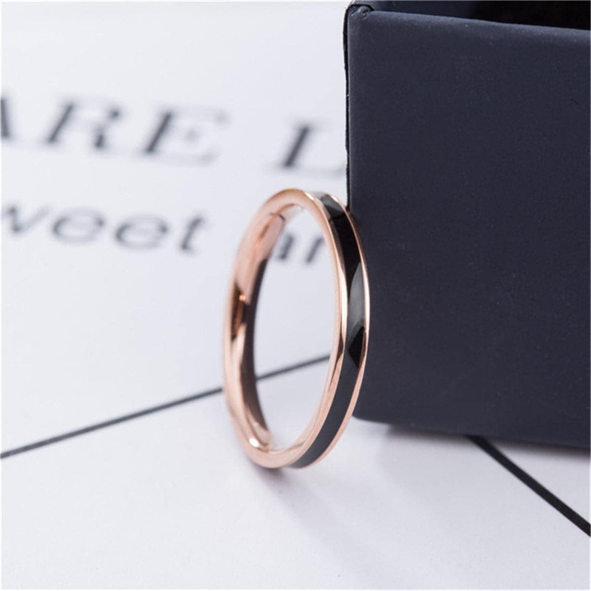 Black & Rose Goldtone Band