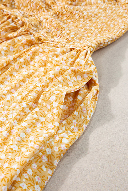 Bea Smocked High Waist Floral Maxi Dress