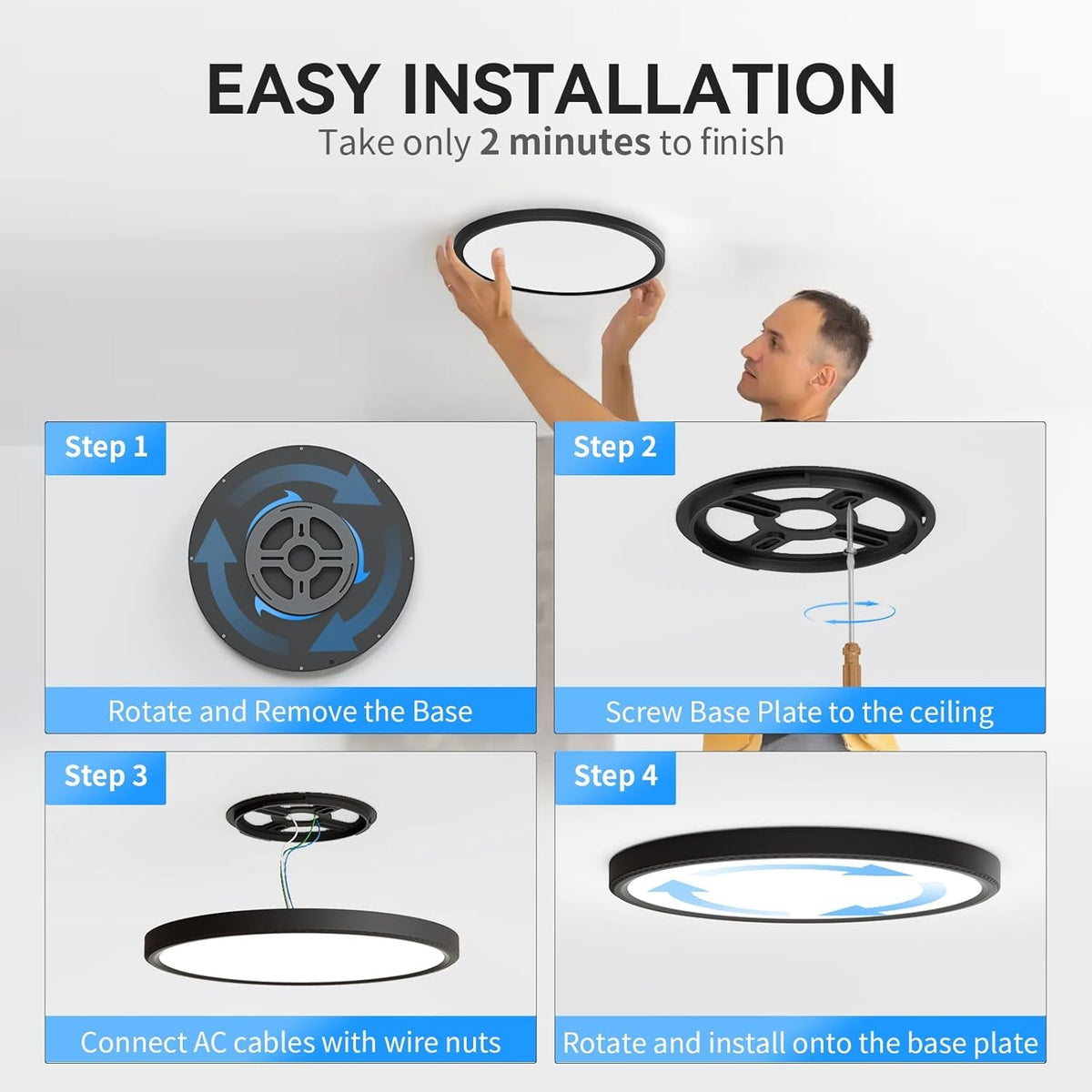 12 Pack 12 Inch Slim LED Flush Mount Ceiling Lights 5000K by ShipItFurniture