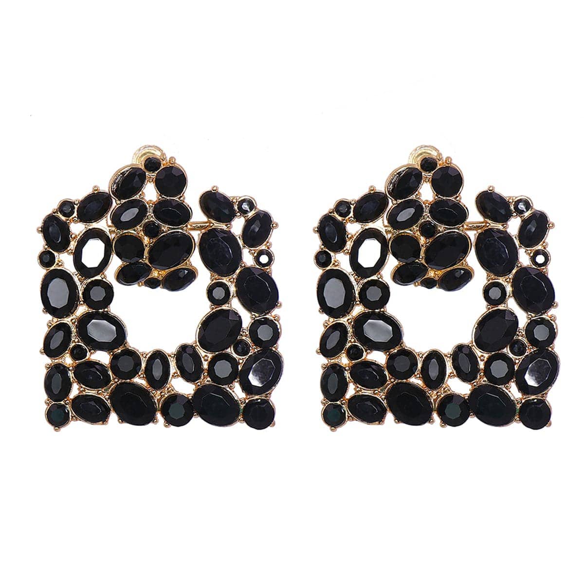 Black Crystal & Cubic Zirconia Goldtone Drop Earrings