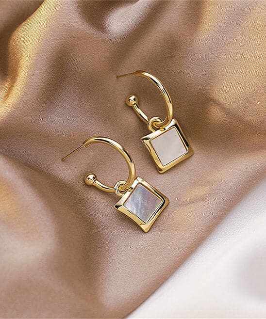 Acrylic & Goldtone Square Drop Earrings