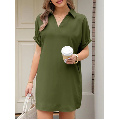Womens Summer Shirt Dress Casual Short Sleeve