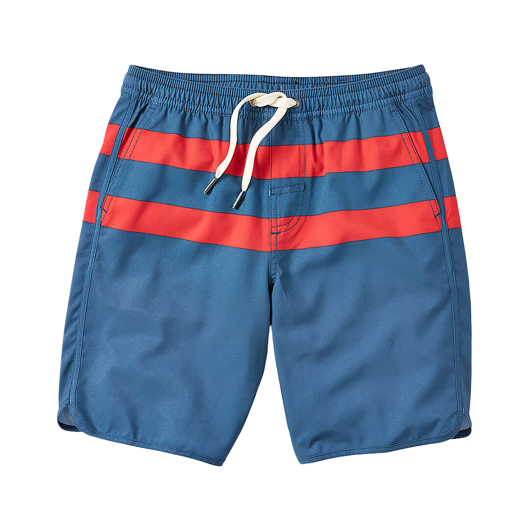 Fair Harbor Kid's Anchor  Swim Trunk Boardshort - Red Stripe