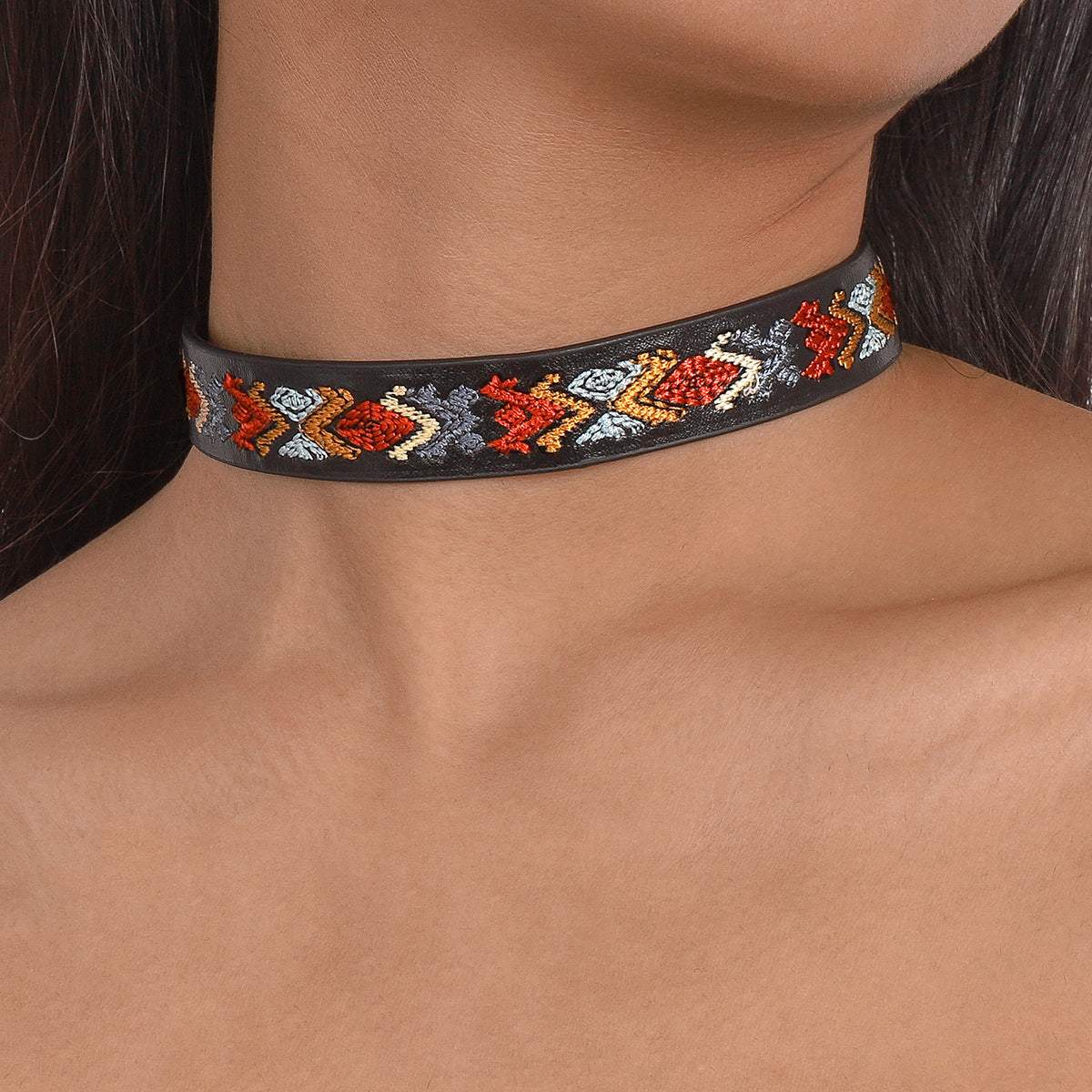 Black & Multicolor Boho Choker Necklace