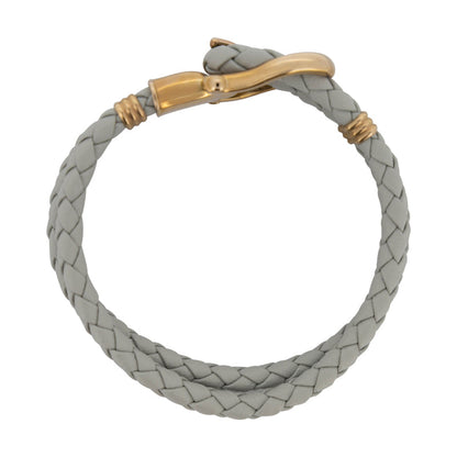 Grey Leather & Gold Rope Bracelet For Women By Paul Hewitt Size Small