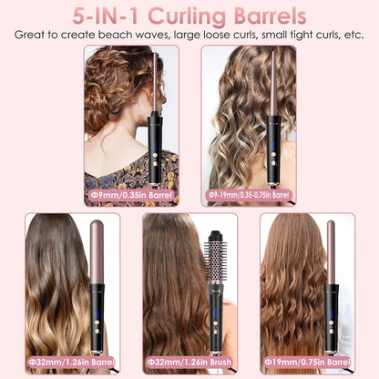 5 in 1 Curling Wand Hair Curling Iron Brush Hair