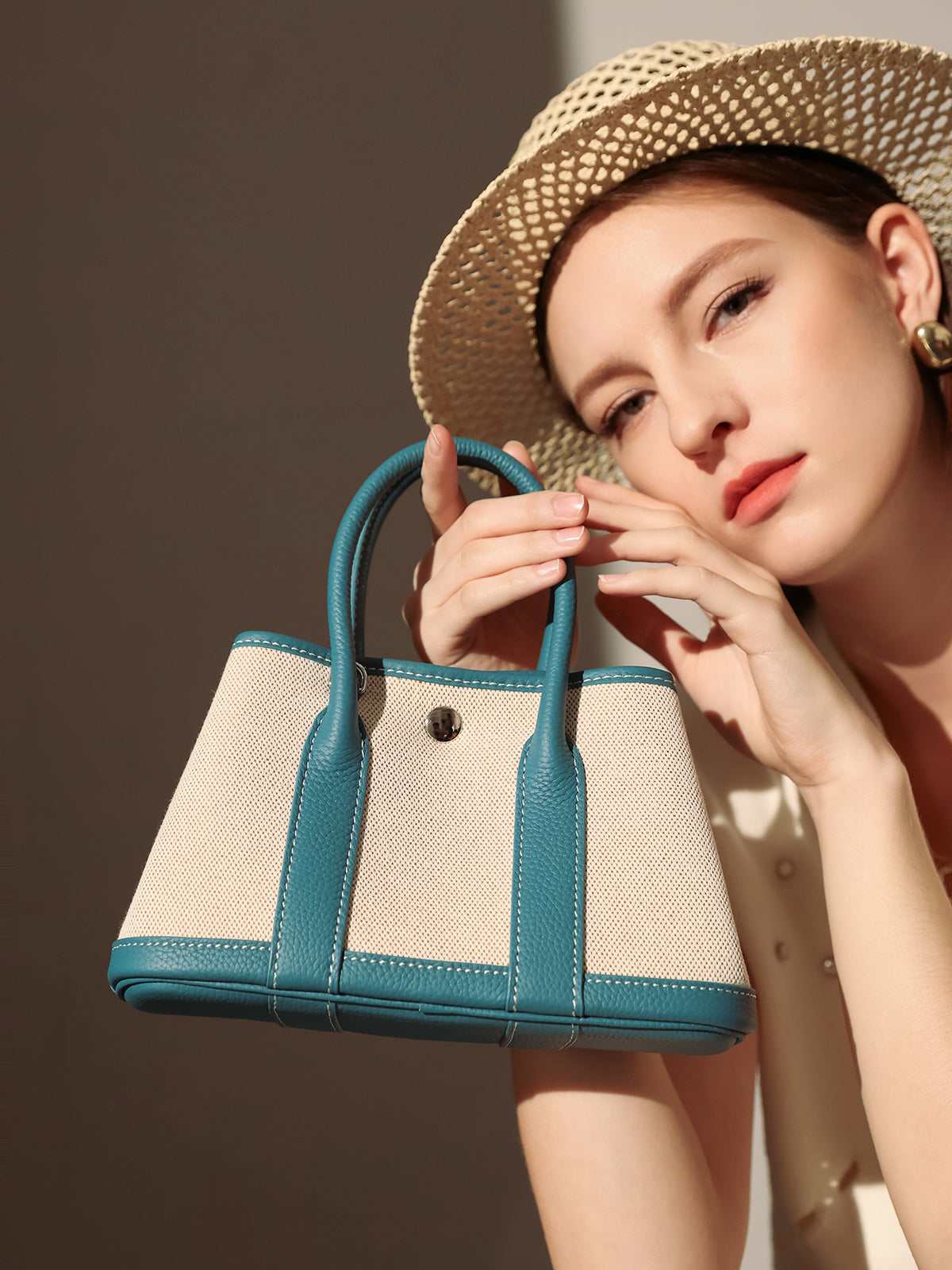 Carefree Canvas and Leather Top Handle Bag