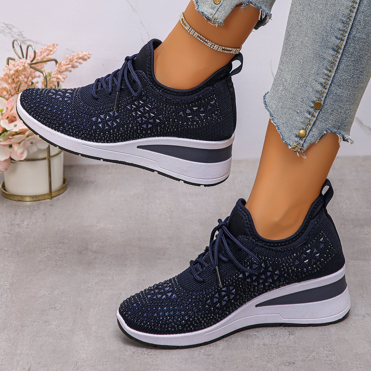 Rhinestone Wedge Sneakers